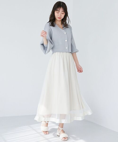 MAJESTIC LEGON（マジェスティックレゴン）の「【WEB限定XSサイズあり】パイピングチュールスカート（スカート・レディース・アイボリー/グレー/ブラック/グレイッシュベージュ・MEDIUM/SMALL/X-SMALL）」の14枚目の写真
