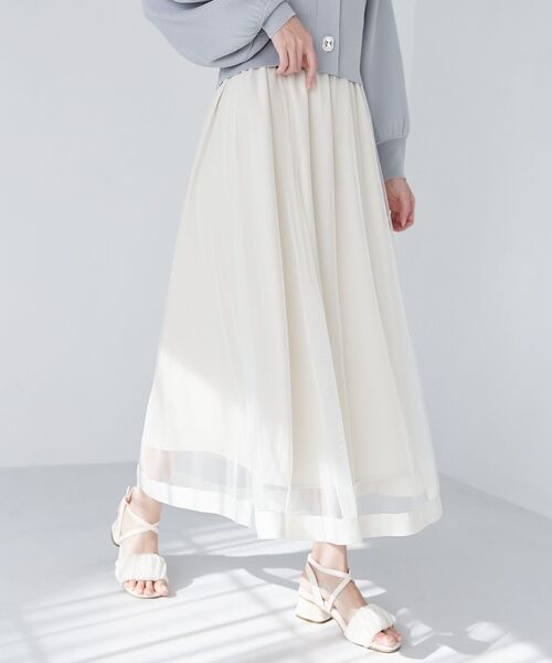 MAJESTIC LEGON（マジェスティックレゴン）の「【WEB限定XSサイズあり】パイピングチュールスカート（スカート・レディース・アイボリー/グレー/ブラック/グレイッシュベージュ・MEDIUM/SMALL/X-SMALL）」の19枚目の写真