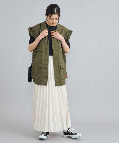 coen（コーエン）の「KhakiJungle別注フリルベスト（ベスト・レディース・オリーブ/ベージュ・FREE）」の5枚目の写真
