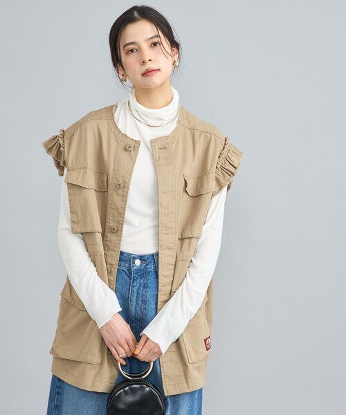 coen（コーエン）の「KhakiJungle別注フリルベスト（ベスト・レディース・オリーブ/ベージュ・FREE）」の10枚目の写真