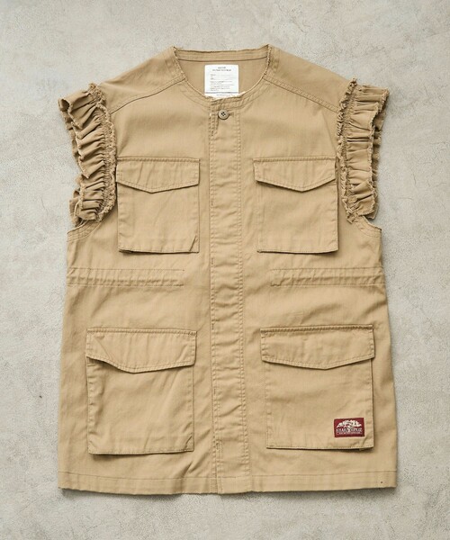 coen（コーエン）の「KhakiJungle別注フリルベスト（ベスト・レディース・オリーブ/ベージュ・FREE）」の15枚目の写真