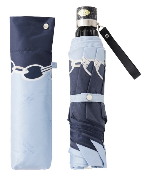 【上品】LANVIN en Bleu 折りたたみ傘 サテンプリントリボン 雨傘】ランバン オン ブルー (LANVIN en Bleu) 耐風傘 サテン
