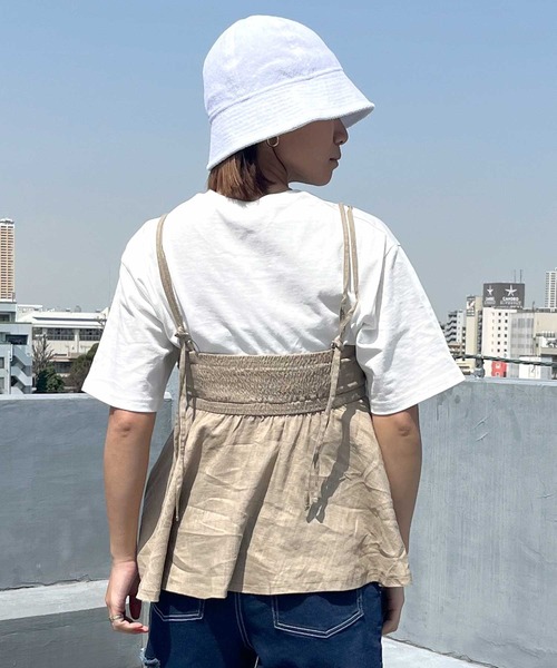 ムラサキスポーツ(ムラサキスポーツ)の「RIKKA FEMME/リッカファム タンクトップ ペプラムキャミ 無地 シンプル RF24SS05(タンクトップ・レディース・ベージュ/カーキ・FREE)」の10枚目の写真