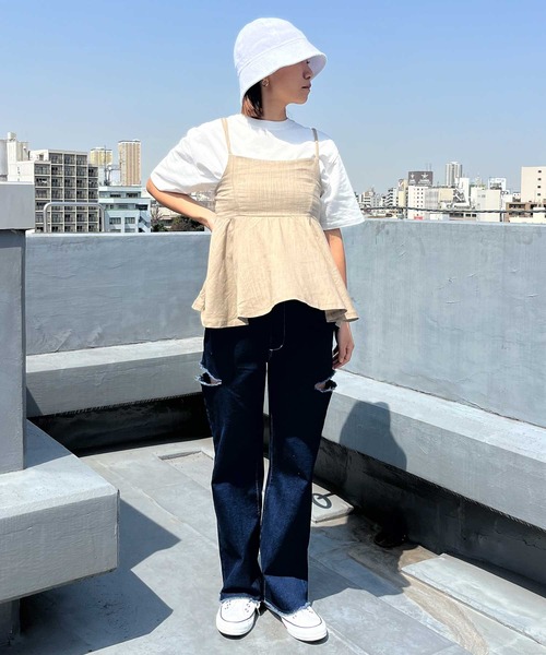 ムラサキスポーツ(ムラサキスポーツ)の「RIKKA FEMME/リッカファム タンクトップ ペプラムキャミ 無地 シンプル RF24SS05(タンクトップ・レディース・ベージュ/カーキ・FREE)」の11枚目の写真