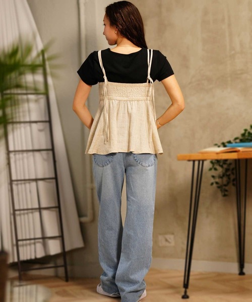 ムラサキスポーツ(ムラサキスポーツ)の「RIKKA FEMME/リッカファム タンクトップ ペプラムキャミ 無地 シンプル RF24SS05(タンクトップ・レディース・ベージュ/カーキ・FREE)」の7枚目の写真