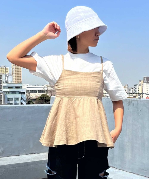 ムラサキスポーツ(ムラサキスポーツ)の「RIKKA FEMME/リッカファム タンクトップ ペプラムキャミ 無地 シンプル RF24SS05(タンクトップ・レディース・ベージュ/カーキ・FREE)」の9枚目の写真