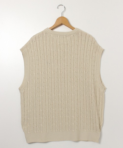 BEVERLY HILLS POLO CLUB（ビバリーヒルズポロクラブ）の「【BEVERLY HILLS POLO CLUB/ビバリーヒルズポロクラブ】ワンポイント刺繍ケーブル編みオーバーサイズニットベスト（ベスト・メンズ・ブラック/グリーン/オフホワイト/ネイビー・LL/M/L）」の11枚目の写真