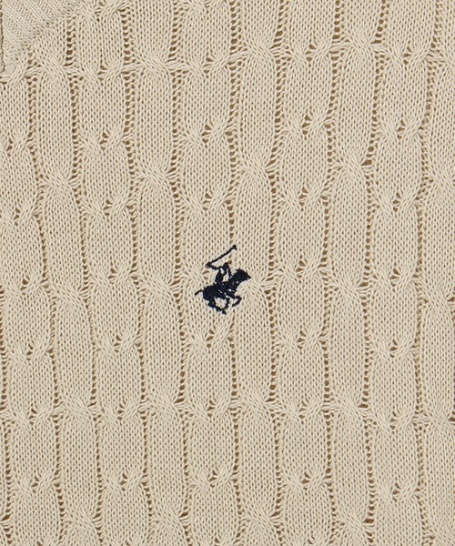BEVERLY HILLS POLO CLUB（ビバリーヒルズポロクラブ）の「【BEVERLY HILLS POLO CLUB/ビバリーヒルズポロクラブ】ワンポイント刺繍ケーブル編みオーバーサイズニットベスト（ベスト・メンズ・ブラック/グリーン/オフホワイト/ネイビー・LL/M/L）」の12枚目の写真