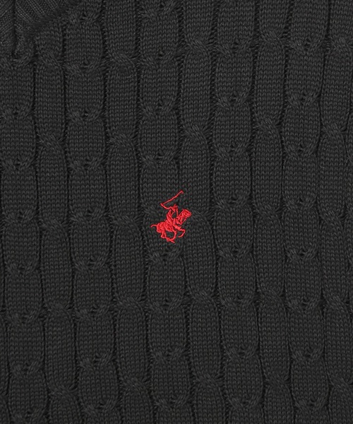 BEVERLY HILLS POLO CLUB（ビバリーヒルズポロクラブ）の「【BEVERLY HILLS POLO CLUB/ビバリーヒルズポロクラブ】ワンポイント刺繍ケーブル編みオーバーサイズニットベスト（ベスト・メンズ・ブラック/グリーン/オフホワイト/ネイビー・LL/M/L）」の16枚目の写真