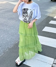 メッシュティアードロングスカート
