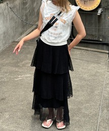 メッシュティアードロングスカート