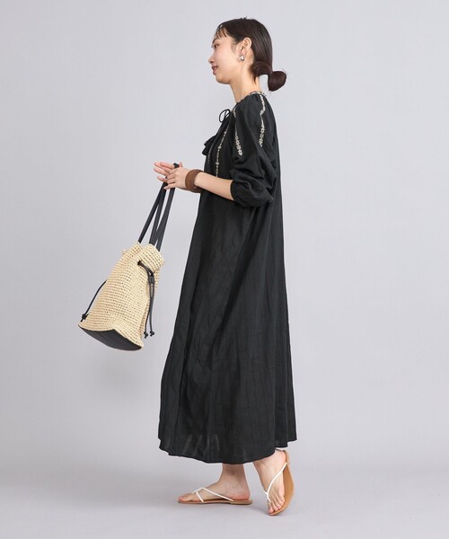 coen（コーエン）の「MARKET（マーケット）配色刺繍カフタンワンピース（ワンピース・レディース・ブラック/オフホワイト・FREE）」の14枚目の写真