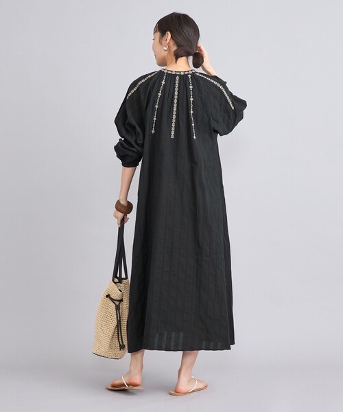 coen（コーエン）の「MARKET（マーケット）配色刺繍カフタンワンピース（ワンピース・レディース・ブラック/オフホワイト・FREE）」の15枚目の写真