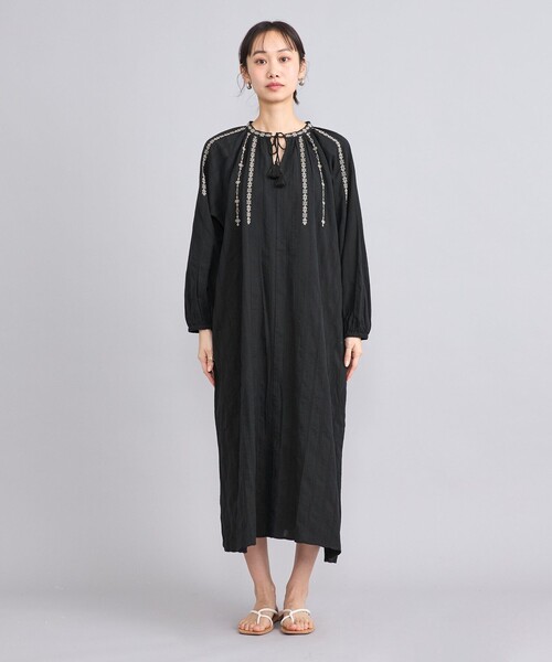 coen（コーエン）の「MARKET（マーケット）配色刺繍カフタンワンピース（ワンピース・レディース・ブラック/オフホワイト・FREE）」の16枚目の写真