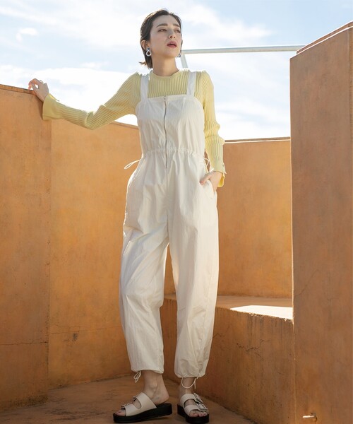 OPAQUE.CLIP（オペークドットクリップ）の「◆ナイロンZIPサロペット【洗濯機洗い可】（サロペット/オーバーオール・レディース・ブラック/ホワイト・36/38/40）」の18枚目の写真