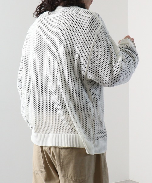 SUGGESTION(サジェッション)の「SUGGESTION フラワーモチーフメッシュニット(ニット/セーター・メンズ・ブラック/サックスブルー/オフホワイト・L/M)」の6枚目の写真