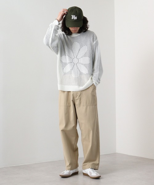 SUGGESTION(サジェッション)の「SUGGESTION フラワーモチーフメッシュニット(ニット/セーター・メンズ・ブラック/サックスブルー/オフホワイト・L/M)」の7枚目の写真