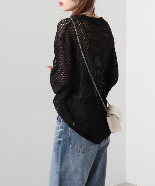 SUGGESTION(サジェッション)の「SUGGESTION フラワーモチーフメッシュニット(ニット/セーター・メンズ・ブラック/サックスブルー/オフホワイト・L/M)」の18枚目の写真