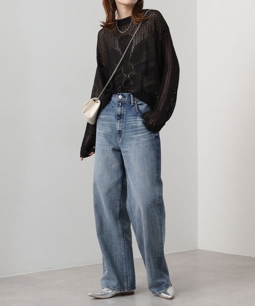 SUGGESTION(サジェッション)の「SUGGESTION フラワーモチーフメッシュニット(ニット/セーター・メンズ・ブラック/サックスブルー/オフホワイト・L/M)」の21枚目の写真