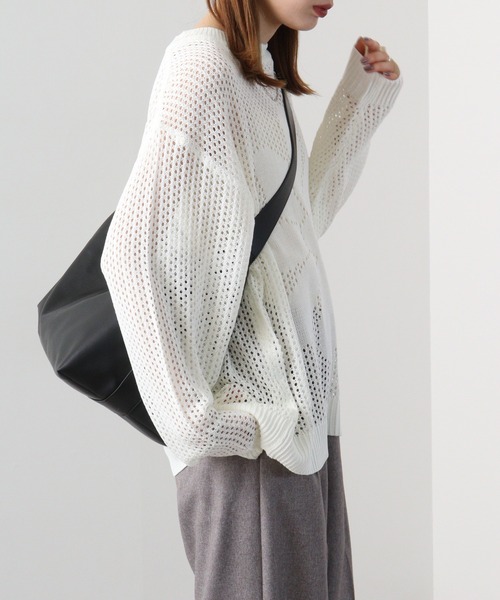 SUGGESTION(サジェッション)の「SUGGESTION フラワーモチーフメッシュニット(ニット/セーター・メンズ・ブラック/サックスブルー/オフホワイト・L/M)」の11枚目の写真