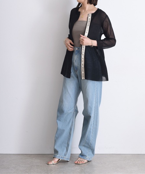 エイミーロウ　ロゴテープカーディガン Eimee Law（エイミーロウ）の「ロゴテープフラットニットカーデ