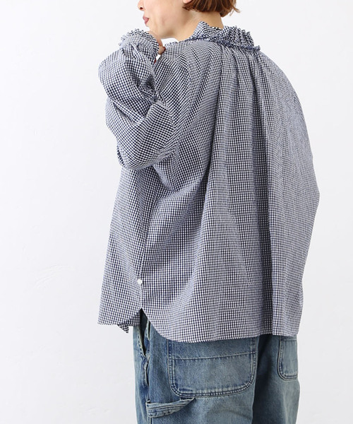 JOURNAL STANDARD LUXE（ジャーナルスタンダード　ラックス）の「《追加》ギンガム フリルブラウス（NV)（シャツ/ブラウス・レディース・ネイビー・FREE）」の13枚目の写真