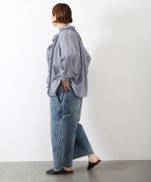 JOURNAL STANDARD LUXE（ジャーナルスタンダード　ラックス）の「《追加》ギンガム フリルブラウス（NV)（シャツ/ブラウス・レディース・ネイビー・FREE）」の14枚目の写真