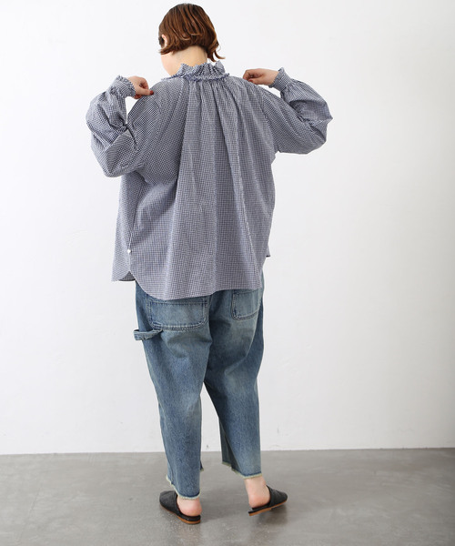 JOURNAL STANDARD LUXE（ジャーナルスタンダード　ラックス）の「《追加》ギンガム フリルブラウス（NV)（シャツ/ブラウス・レディース・ネイビー・FREE）」の15枚目の写真