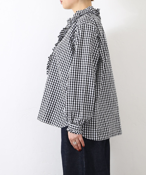 JOURNAL STANDARD LUXE（ジャーナルスタンダード　ラックス）の「《追加》ギンガム フリルブラウス（NV)（シャツ/ブラウス・レディース・ネイビー・FREE）」の17枚目の写真