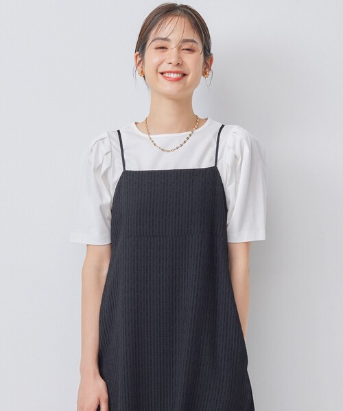 組曲(クミキョク)の「タックスリーブポンチ カットソー(Tシャツ/カットソー・レディース・ブルー系/ピンク系/アイボリー系/ブラック系・2/3)」の1枚目の写真