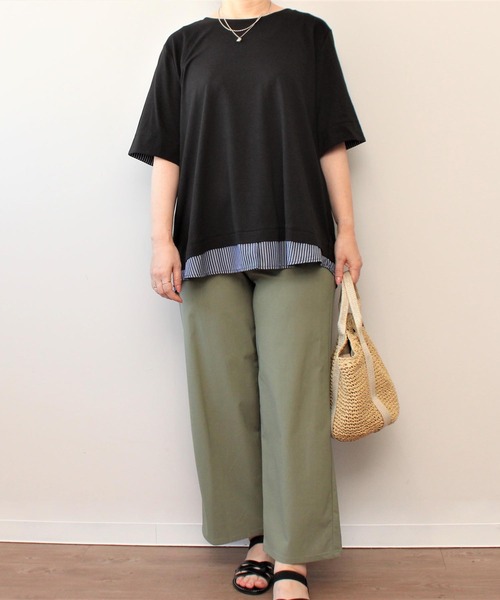 MB mint breeze（エムビーミントブリーズ）の「【LL～6L 大きいサイズ】WEB・一部店舗限定　レイヤード風 半袖 カットソー トップス（Tシャツ/カットソー・レディース・ネイビー/ブラック/グリーン・3L/LL/5L/4L）」の14枚目の写真