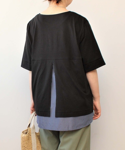 MB mint breeze（エムビーミントブリーズ）の「【LL～6L 大きいサイズ】WEB・一部店舗限定　レイヤード風 半袖 カットソー トップス（Tシャツ/カットソー・レディース・ネイビー/ブラック/グリーン・3L/LL/5L/4L）」の16枚目の写真