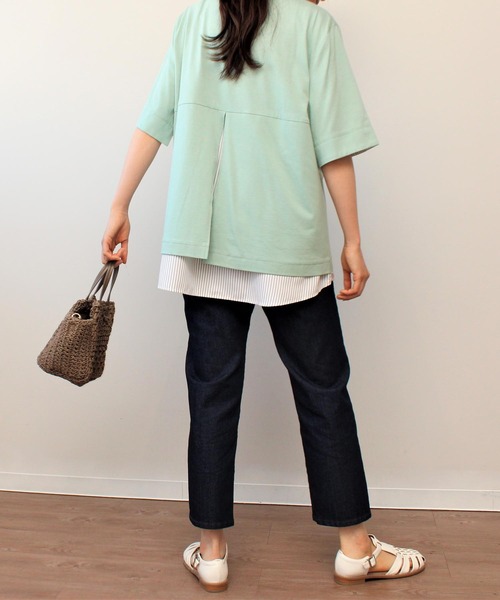 MB mint breeze（エムビーミントブリーズ）の「【LL～6L 大きいサイズ】WEB・一部店舗限定　レイヤード風 半袖 カットソー トップス（Tシャツ/カットソー・レディース・ネイビー/ブラック/グリーン・3L/LL/5L/4L）」の18枚目の写真