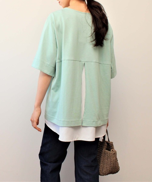 MB mint breeze（エムビーミントブリーズ）の「【LL～6L 大きいサイズ】WEB・一部店舗限定　レイヤード風 半袖 カットソー トップス（Tシャツ/カットソー・レディース・ネイビー/ブラック/グリーン・3L/LL/5L/4L）」の19枚目の写真