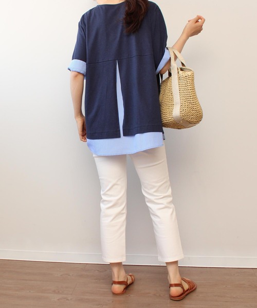 MB mint breeze（エムビーミントブリーズ）の「【LL～6L 大きいサイズ】WEB・一部店舗限定　レイヤード風 半袖 カットソー トップス（Tシャツ/カットソー・レディース・ネイビー/ブラック/グリーン・3L/LL/5L/4L）」の9枚目の写真