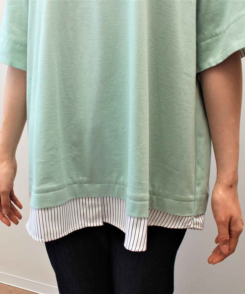 MB mint breeze（エムビーミントブリーズ）の「【LL～6L 大きいサイズ】WEB・一部店舗限定　レイヤード風 半袖 カットソー トップス（Tシャツ/カットソー・レディース・ネイビー/ブラック/グリーン・3L/LL/5L/4L）」の12枚目の写真