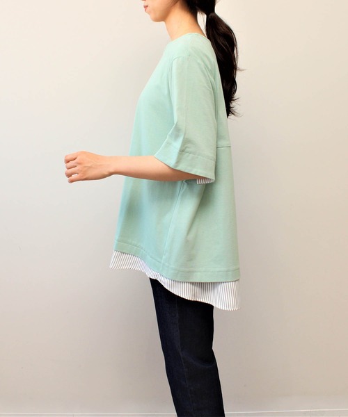 MB mint breeze（エムビーミントブリーズ）の「【LL～6L 大きいサイズ】WEB・一部店舗限定　レイヤード風 半袖 カットソー トップス（Tシャツ/カットソー・レディース・ネイビー/ブラック/グリーン・3L/LL/5L/4L）」の13枚目の写真