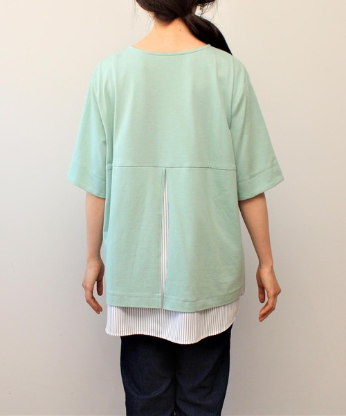 MB mint breeze（エムビーミントブリーズ）の「【LL～6L 大きいサイズ】WEB・一部店舗限定　レイヤード風 半袖 カットソー トップス（Tシャツ/カットソー・レディース・ネイビー/ブラック/グリーン・3L/LL/5L/4L）」の5枚目の写真
