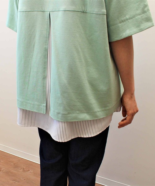 MB mint breeze（エムビーミントブリーズ）の「【LL～6L 大きいサイズ】WEB・一部店舗限定　レイヤード風 半袖 カットソー トップス（Tシャツ/カットソー・レディース・ネイビー/ブラック/グリーン・3L/LL/5L/4L）」の6枚目の写真