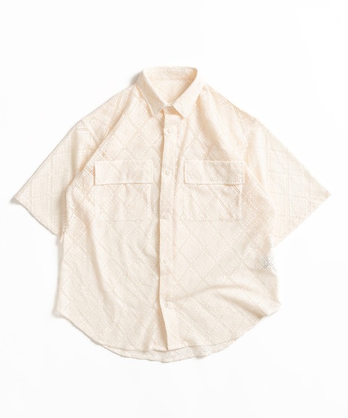 WETTEMPT(ウィテンプト)の「LACE SHEER DOUBLE POCKET SHIRT / レースシアーダブルポケットシャツ(シャツ/ブラウス・メンズ・ブラック/ブラウン/オフホワイト・LARGE/MEDIUM/SMALL)」の2枚目の写真