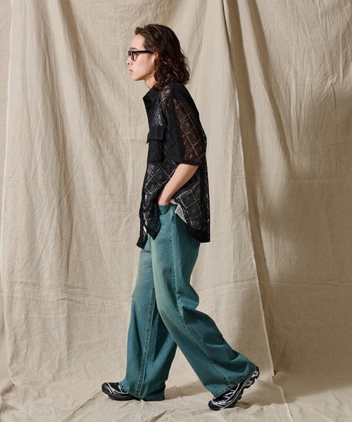 WETTEMPT(ウィテンプト)の「LACE SHEER DOUBLE POCKET SHIRT / レースシアーダブルポケットシャツ(シャツ/ブラウス・メンズ・ブラック/ブラウン/オフホワイト・LARGE/MEDIUM/SMALL)」の11枚目の写真