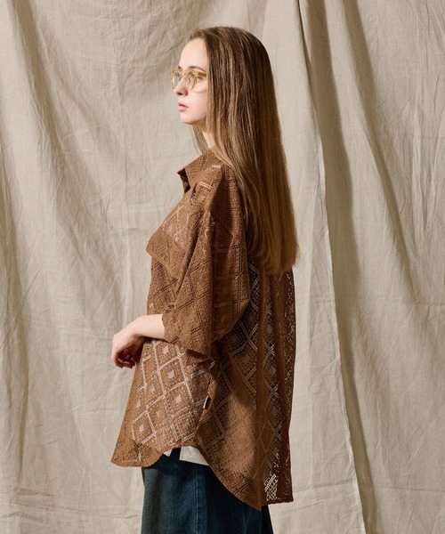 WETTEMPT(ウィテンプト)の「LACE SHEER DOUBLE POCKET SHIRT / レースシアーダブルポケットシャツ(シャツ/ブラウス・メンズ・ブラック/ブラウン/オフホワイト・LARGE/MEDIUM/SMALL)」の18枚目の写真