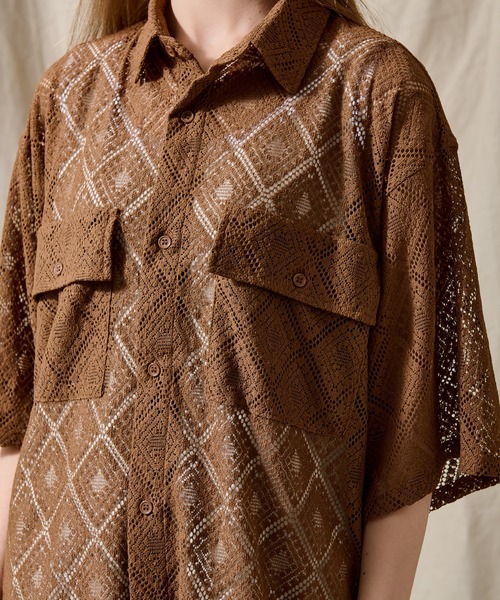 WETTEMPT(ウィテンプト)の「LACE SHEER DOUBLE POCKET SHIRT / レースシアーダブルポケットシャツ(シャツ/ブラウス・メンズ・ブラック/ブラウン/オフホワイト・LARGE/MEDIUM/SMALL)」の21枚目の写真
