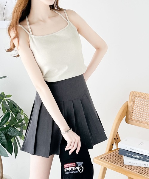 mily bilet（ミウィビレット）の「【mily bilet】大人レディを演出する万能item。チョーカーリボン使いカップ付きキャミソール（キャミソール・レディース・ブラック/アイボリー/ブルー/グレー・LARGE/MEDIUM/SMALL/X-LARGE）」の8枚目の写真