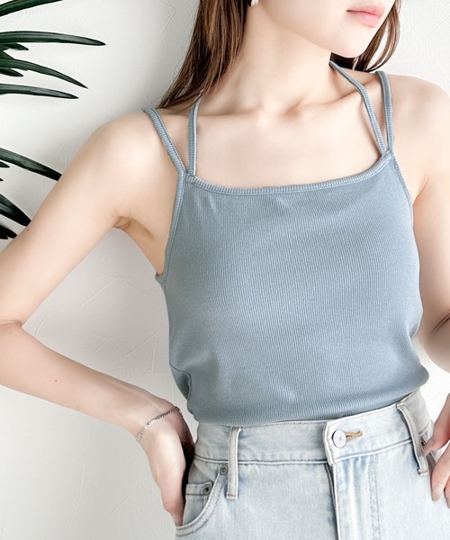 mily bilet（ミウィビレット）の「【mily bilet】大人レディを演出する万能item。チョーカーリボン使いカップ付きキャミソール（キャミソール・レディース・ブラック/アイボリー/ブルー/グレー・LARGE/MEDIUM/SMALL/X-LARGE）」の20枚目の写真