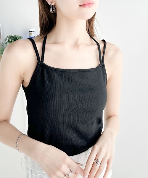 mily bilet（ミウィビレット）の「【mily bilet】大人レディを演出する万能item。チョーカーリボン使いカップ付きキャミソール（キャミソール・レディース・ブラック/アイボリー/ブルー/グレー・LARGE/MEDIUM/SMALL/X-LARGE）」の11枚目の写真