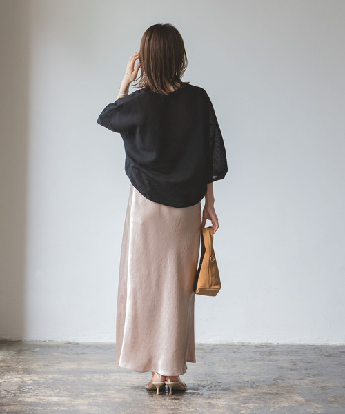 Noble（ノーブル）の「スポンジシアーショートスリーブニット（ニット/セーター・レディース・ブラック/ピンク系その他/ライトグレー/ホワイト・FREE）」の7枚目の写真