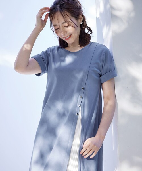 UVケア・接触冷感】'あまラク” アシメプリーツカットソーワンピース