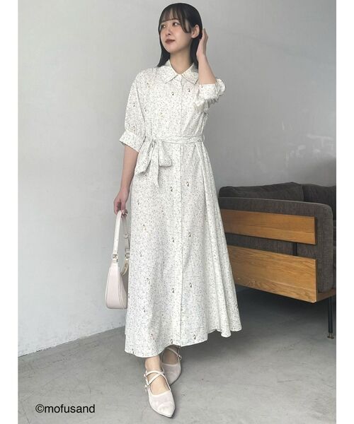 【セール】【mofusandコラボ】総柄プリントワンピース（ワンピース）｜dazzlin（ダズリン）