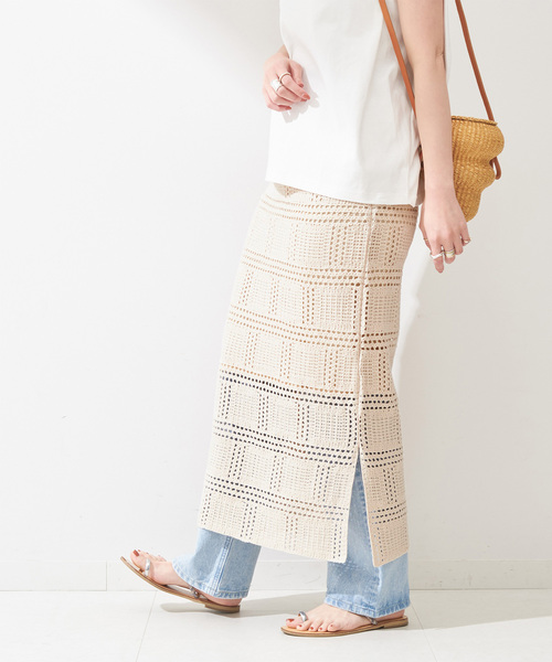 B.C STOCK（ベーセーストック）の「クロシェスカート（スカート・レディース・ブラック/アイボリー・FREE）」の2枚目の写真